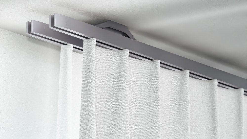 Interstil Quantum 2 2-läufig: Deckenschiene auf Maß  – in Edelstahl