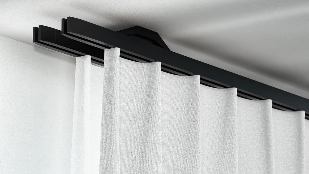 Interstil Quantum 2 2-läufig: Deckenschiene auf Maß  – in Schwarz