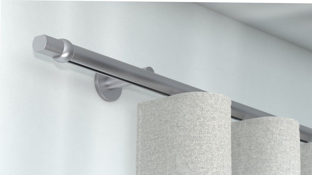 Interstil Radius 1-läufig - Runde Gardinenstange mit Innenlauf – in Edelstahl
