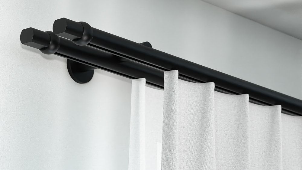 Interstil Radius 2-läufig - doppelläufige Gardinenstange – in Schwarz