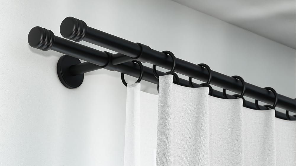 Interstil Riva doppelte Gardinenstange zur Wandmontage – in Schwarz