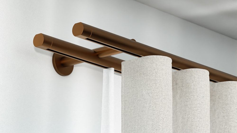 Interstil Sinus.3W 2-läufig Vorhangstange für Wellenvorhang – in Bronze