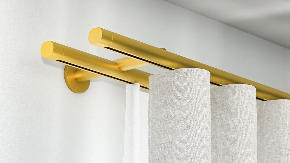 Interstil Sinus.3W 2-läufig Vorhangstange für Wellenvorhang – in Messing