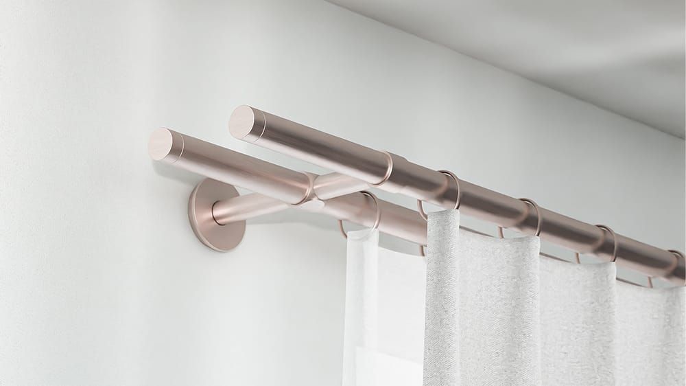 Interstil Solo 2-läufige Gardinenstange zur Wandmontage – in Nickel matt