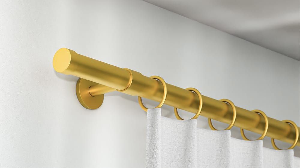 Interstil Turnier zur Wandmontage - Gardinenstange mit Ringen – in Messing