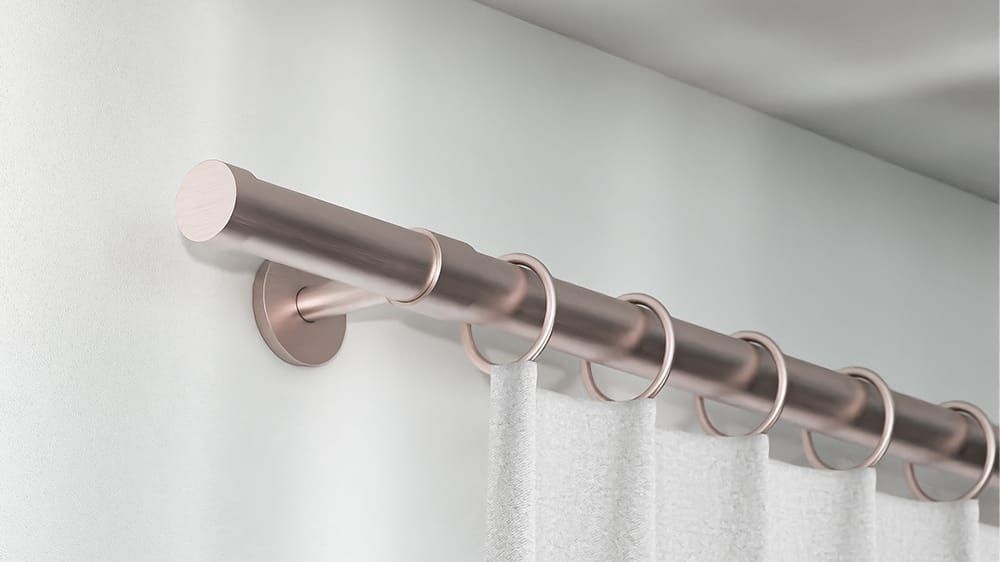 Interstil Turnier zur Wandmontage - Gardinenstange mit Ringen – in Nickel matt