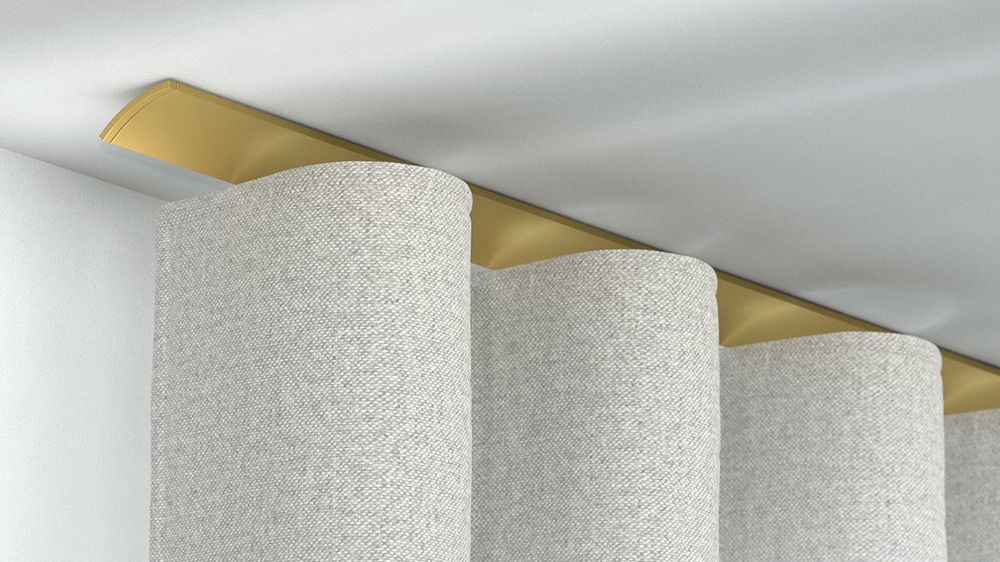 Interstil W2 Design Gardinenstange für Wellenvorhänge – in Messing