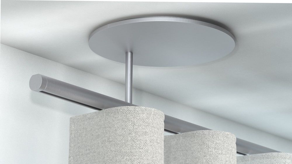 Interstil Zenit 22 mit Endstück Lee zur Deckenmontage  – in Edelstahl