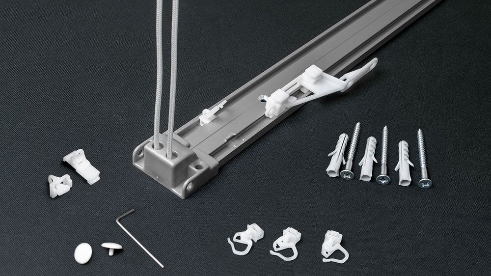 1-läufige Gardinenschiene mit Schnurzug eckig &amp; flach – Zubehör