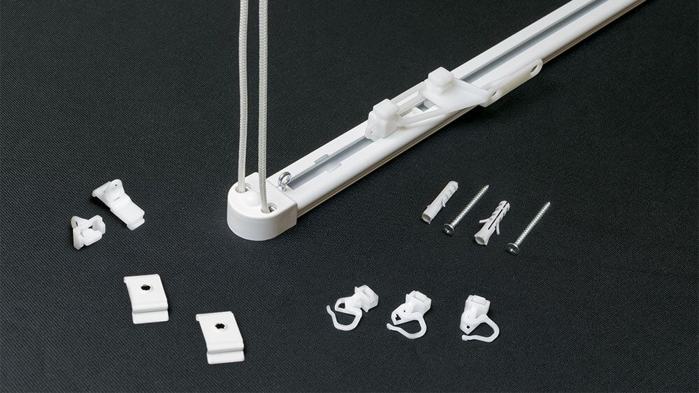 1-läufige Vorhang Schnurzugschiene eckig Modell 505 – Zubehör