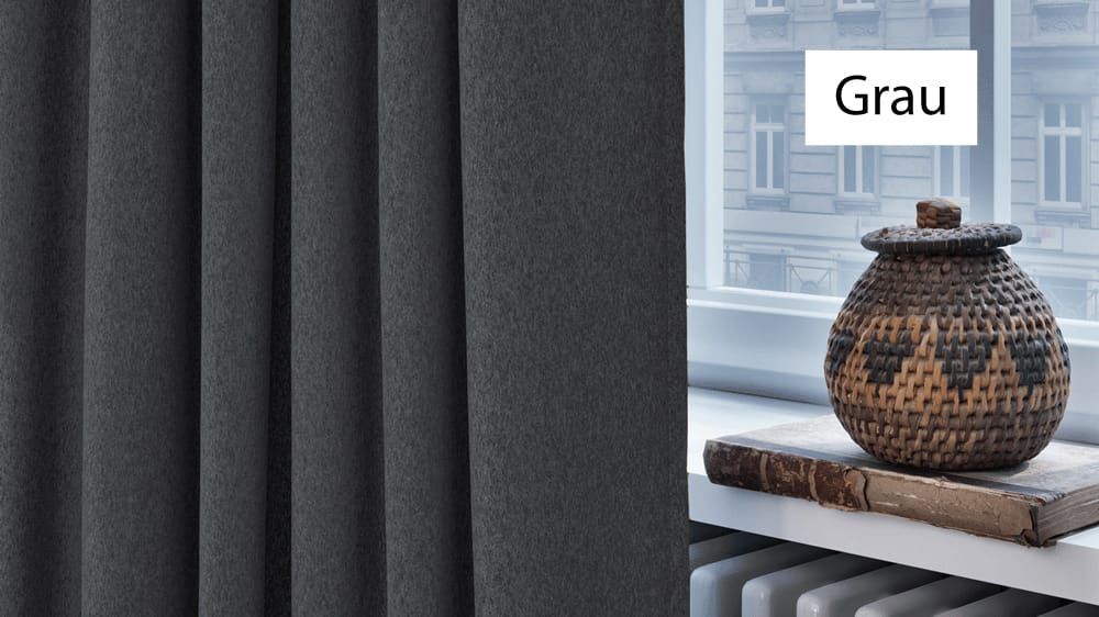 Thermovorhang Filz - Wollvorhang nach Maß – mit Vorhang in Grau