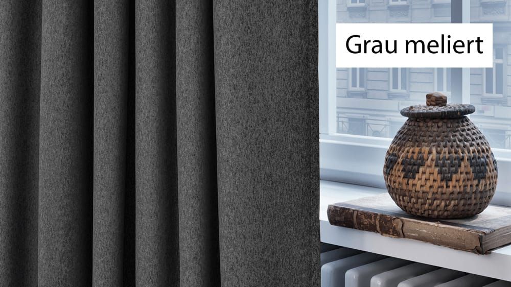Thermovorhang Filz - Wollvorhang nach Maß – mit Vorhang in Grau