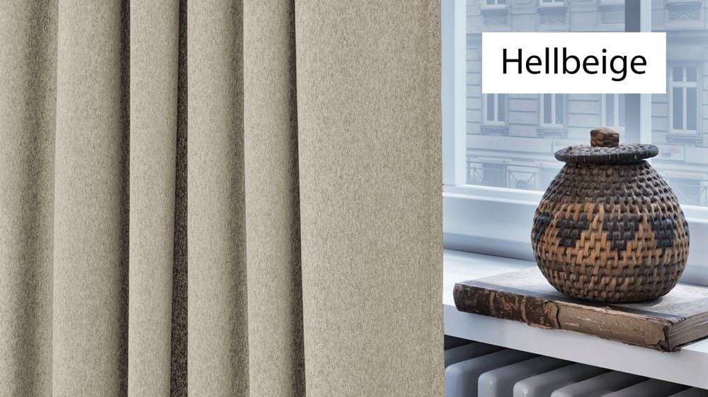 Thermovorhang Filz - Wollvorhang nach Maß – mit Vorhang