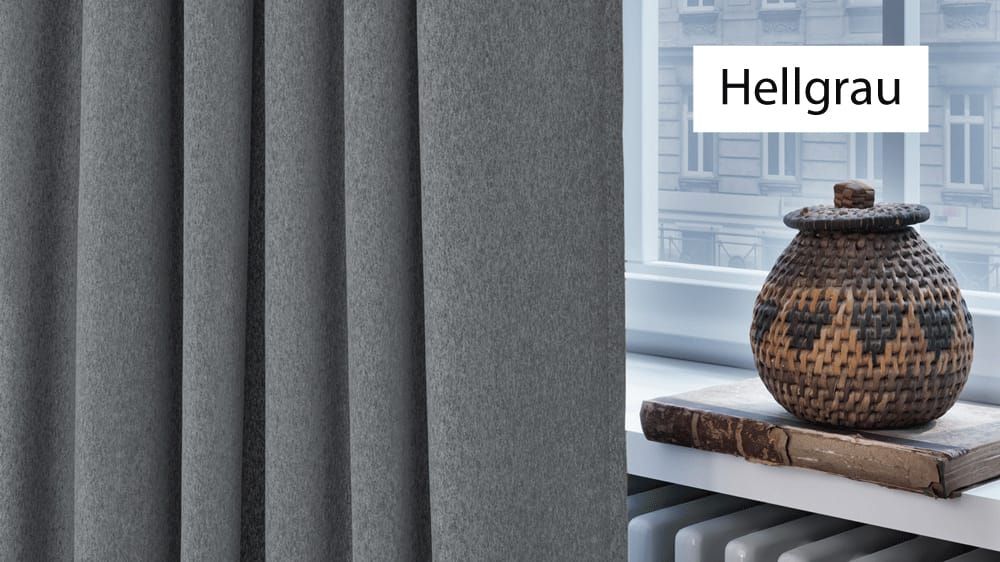 Thermovorhang Filz - Wollvorhang nach Maß – mit Vorhang in Grau