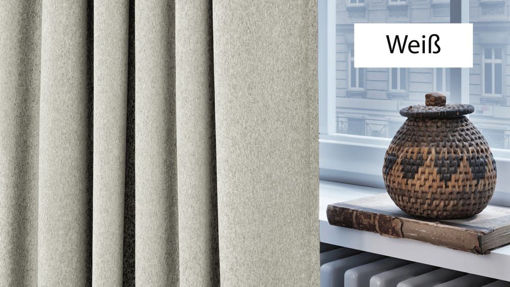 Thermovorhang Filz - Wollvorhang nach Maß – mit Vorhang in Weiß