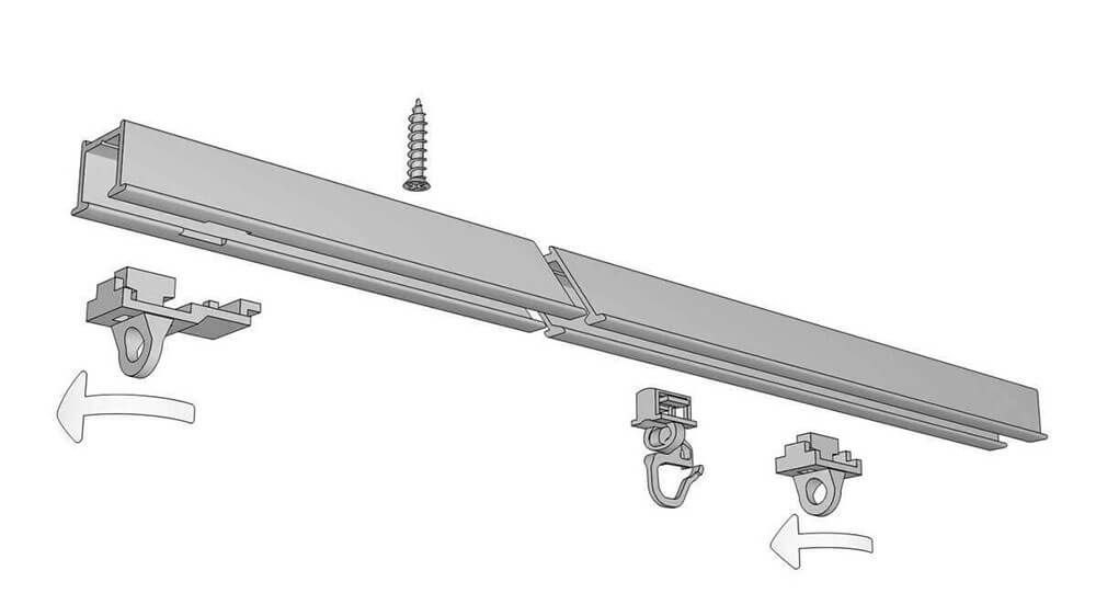 Einputzschiene &amp; Unterputzschiene 1-läufig Modell 400 – Montageanleitung