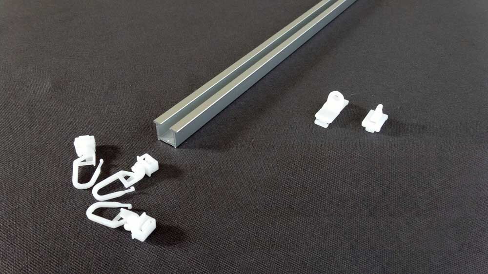 Einputzschiene &amp; Unterputzschiene 1-läufig Modell 400 – Zubehör in Aluminium