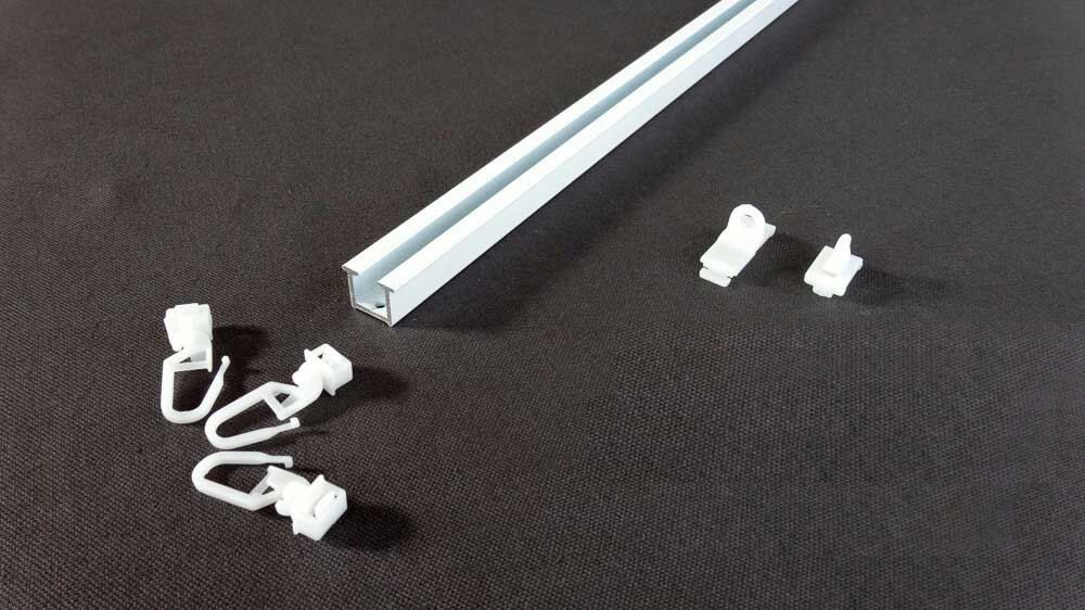 Einputzschiene &amp; Unterputzschiene 1-läufig Modell 400 – Zubehör in Weiß