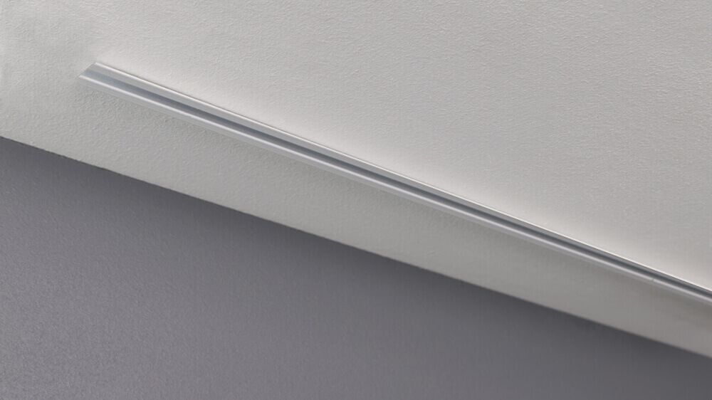 Einputzschiene &amp; Unterputzschiene 1-läufig Modell 400 – mit Vorhang