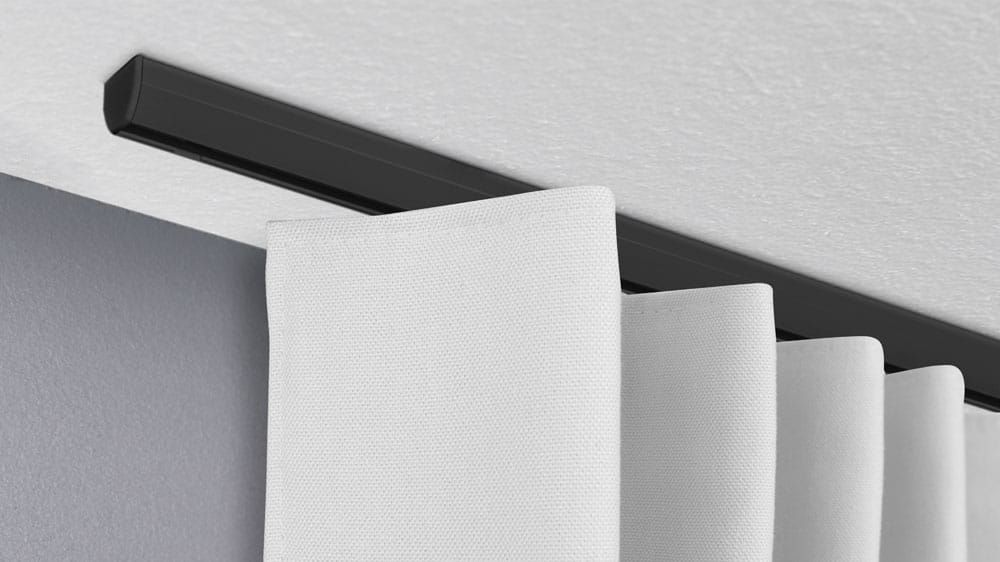 Vorhangschiene schwarz 1-läufig halbrund online kaufen – mit Vorhang in Schwarz