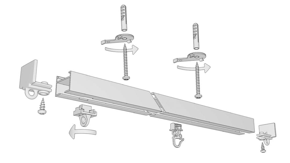 Schwarze Schleuderschiene zur Schnellmontage Modell 450 – Montageanleitung