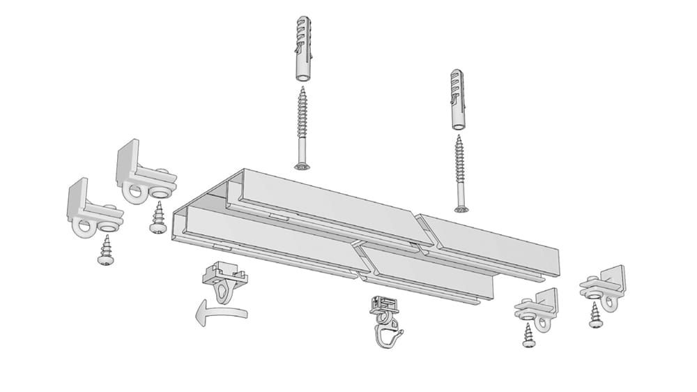 Gardinenschiene zum Aufschrauben an die Decke 2 läufig – Montageanleitung