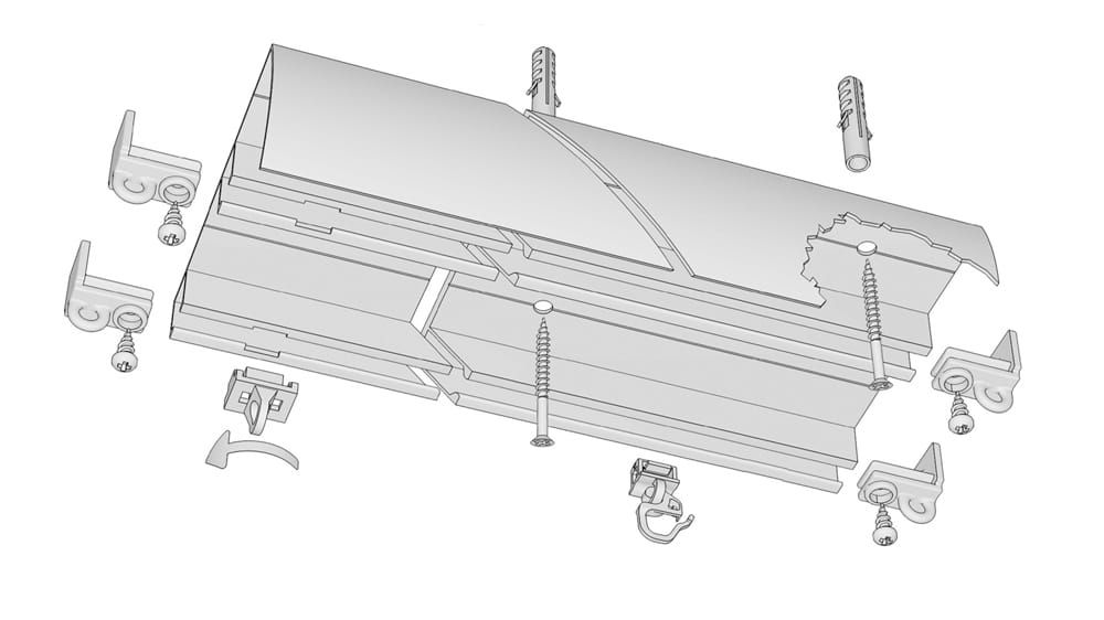 Vorhangschiene mit Blende für die Deckenmontage 2 läufig  – Montageanleitung