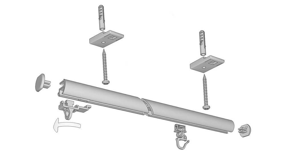 Alugard Deckenschiene Modell 545 für leichte Vorhänge – Montageanleitung