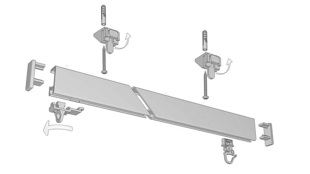 Hochschleuderschiene für die Deckenmontage Modell 550 – Montageanleitung