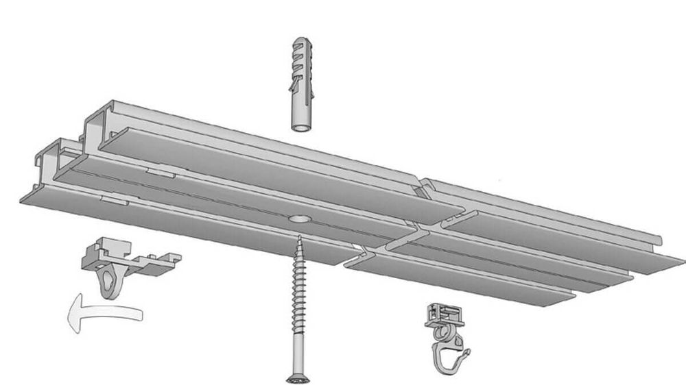 1-läufige Unterputz Gardinenschiene für Verdunkelungsvorhänge – Montageanleitung