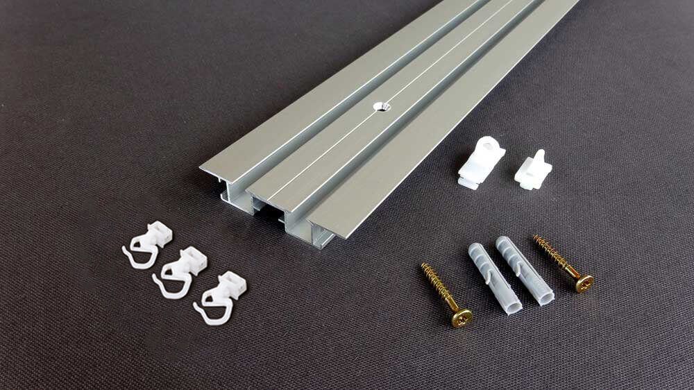 1-läufige Unterputz Gardinenschiene für Verdunkelungsvorhänge – Zubehör in Aluminium