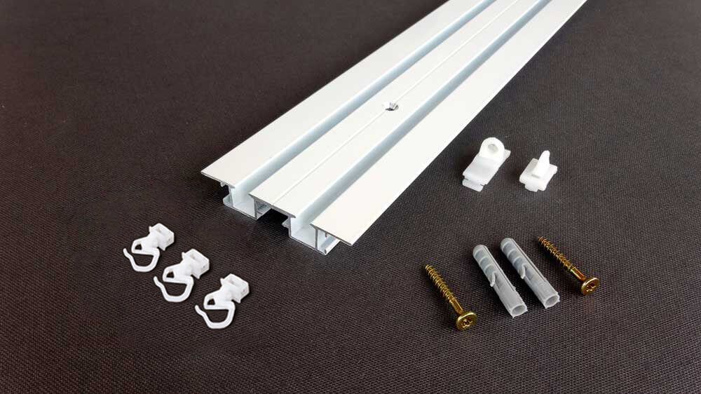 1-läufige Unterputz Gardinenschiene für Verdunkelungsvorhänge – Zubehör in Weiß