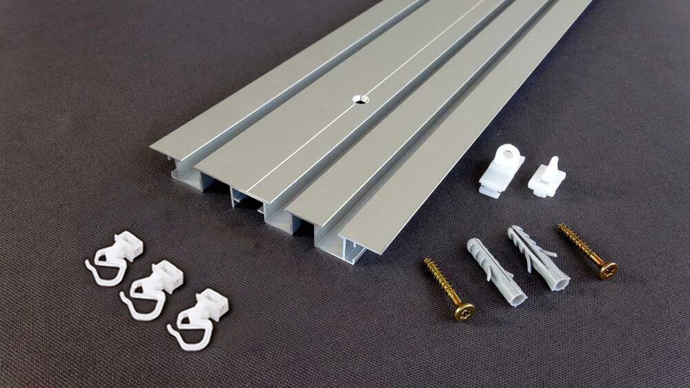 2-läufige Unterputz Vorhangschiene &amp; Gardinenschiene – Zubehör in Aluminium