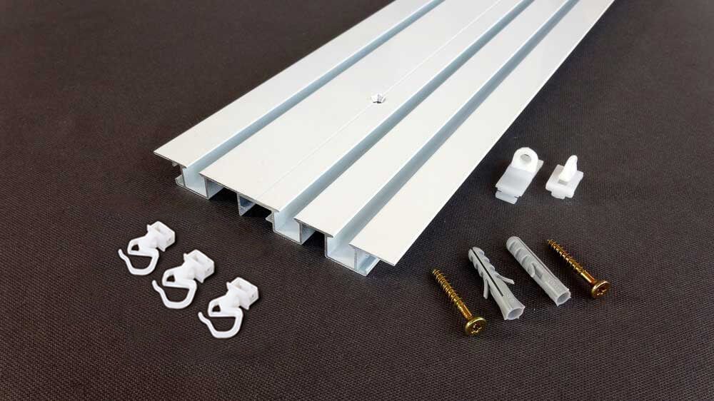 2-läufige Unterputz Vorhangschiene &amp; Gardinenschiene – Zubehör in Weiß
