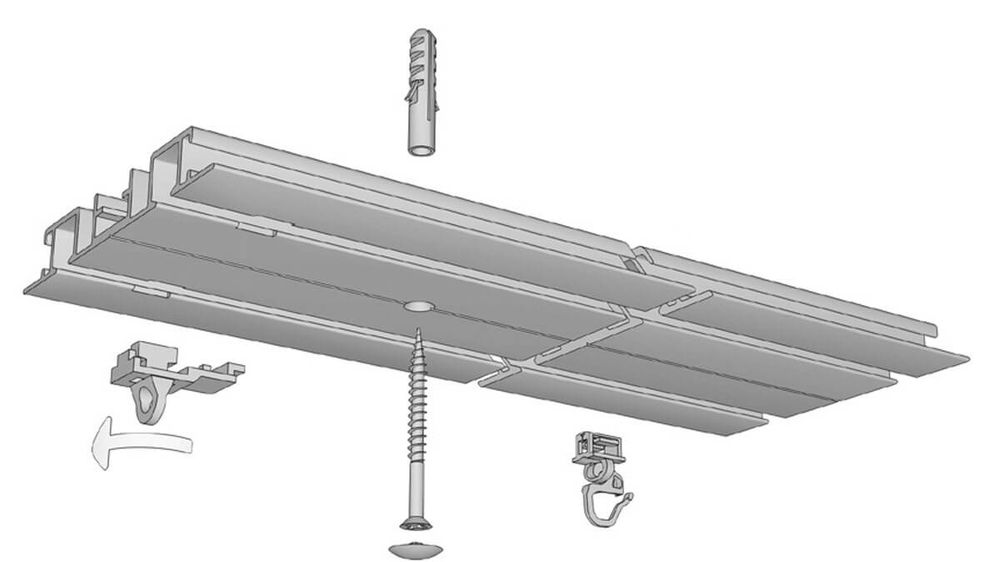 2-läufige Gardinenschiene abgehängte Decke zum Einnuten – Montageanleitung