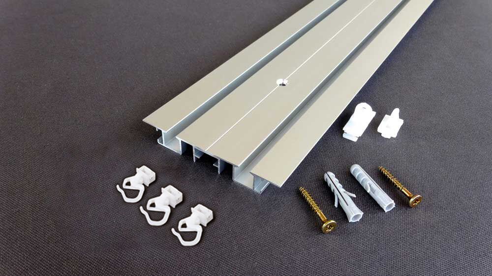 2-läufige Gardinenschiene abgehängte Decke zum Einnuten – Zubehör in Aluminium