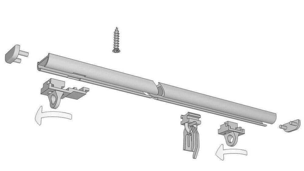 Sehr flache Deckenschiene mit simpler Montage auf Holz – Montageanleitung