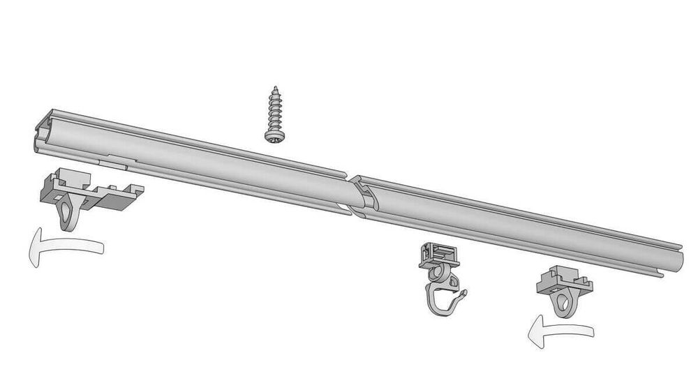 Einläufige &amp; schmale Deckenschiene für die Montage auf Holz – Montageanleitung