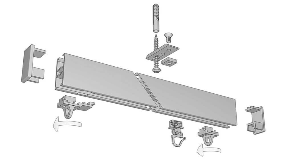 Alugard Modell 840 – Deckenschiene für schwere Vorhänge – Montageanleitung