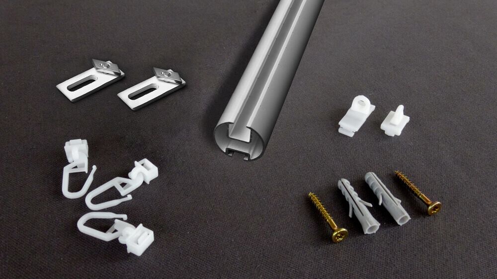 Vorhangschiene rund 1-läufig zur Deckenmontage – Zubehör in Aluminium