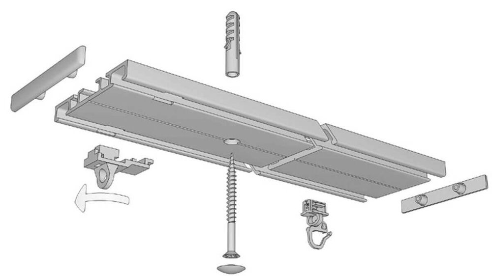 Flachschiene zum Aufschrauben Modell 874 inklusive Enddeckel – Montageanleitung