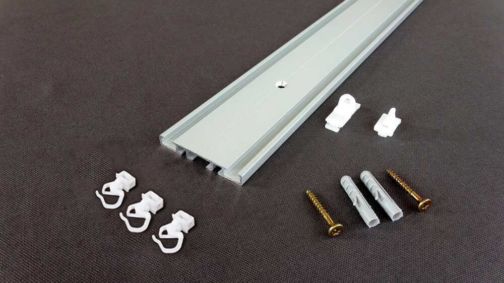 Flachschiene zum Aufschrauben Modell 874 inklusive Enddeckel – Zubehör in Aluminium