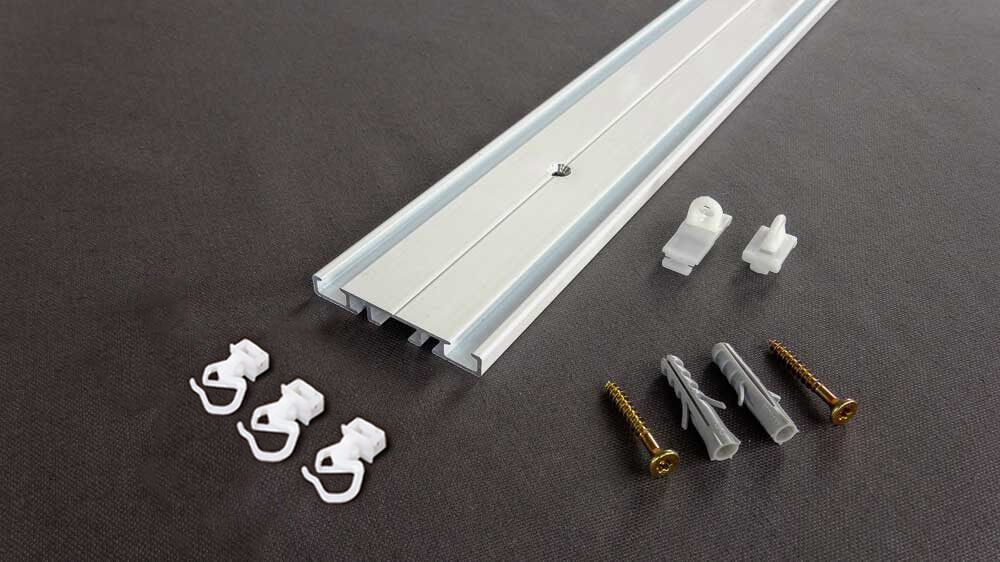 Flachschiene zum Aufschrauben Modell 874 inklusive Enddeckel – Zubehör in Weiß