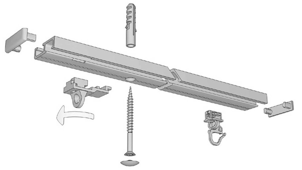 Sehr Flache Deckenschiene Modell 876 nach Maß – Montageanleitung