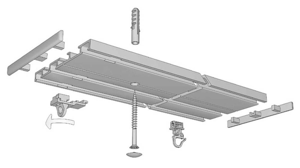 Flachschiene Decke für Gardinen zum Aufschrauben Modell 878 – Montageanleitung