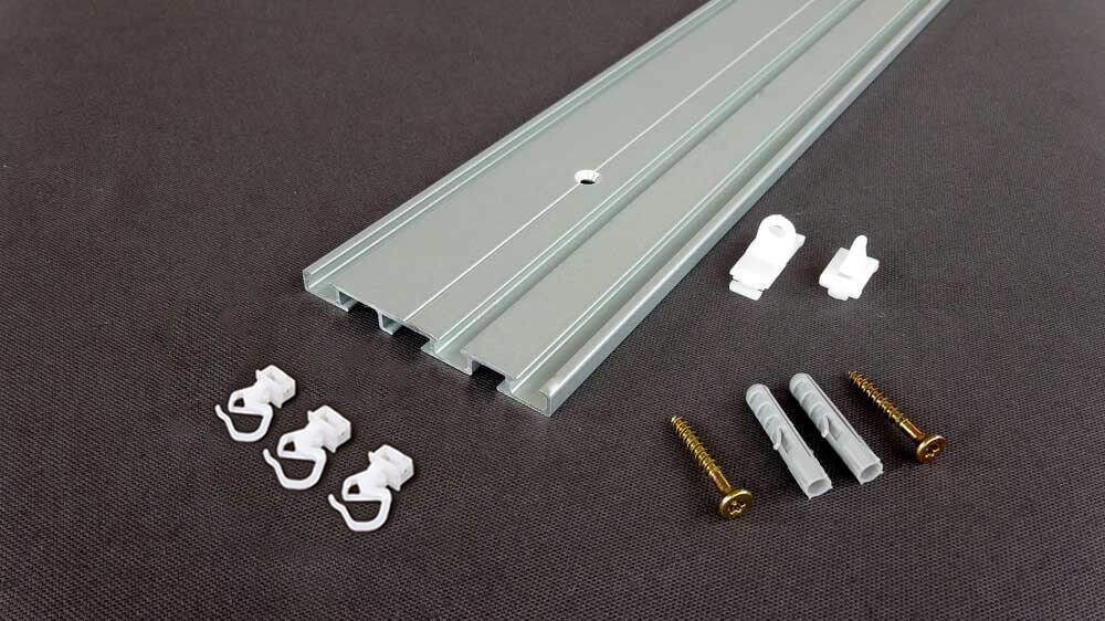 Flachschiene Decke für Gardinen zum Aufschrauben Modell 878 – Zubehör in Aluminium