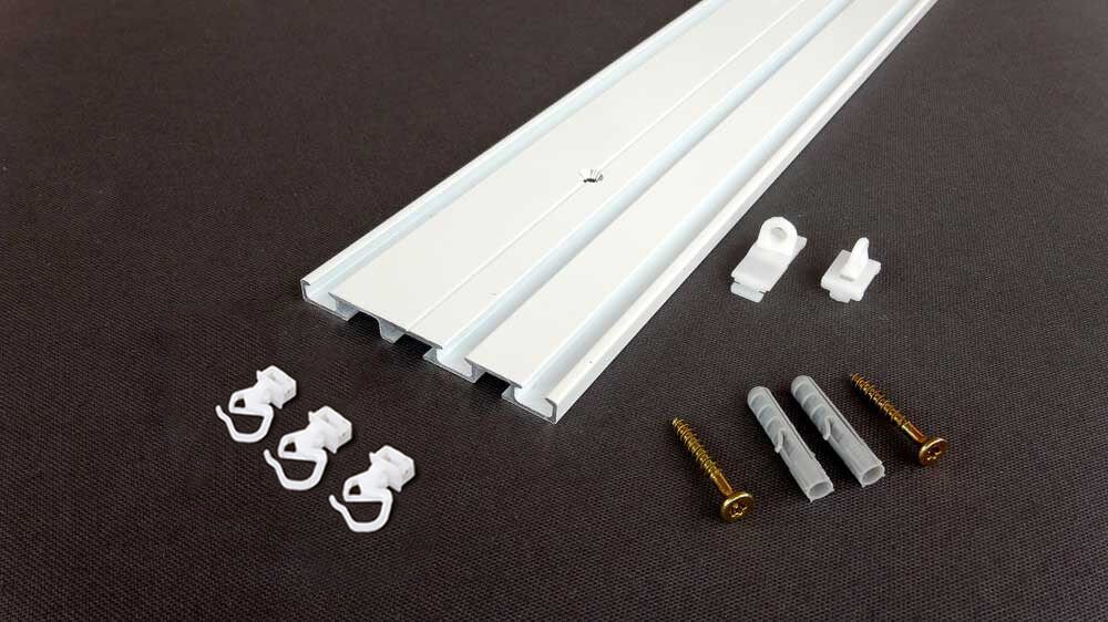 Flachschiene Decke für Gardinen zum Aufschrauben Modell 878 – Zubehör in Weiß