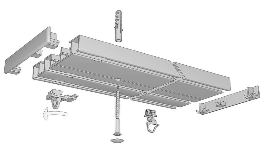 Alugard Modell 881 – flache zweiläufige Deckenschiene – Montageanleitung