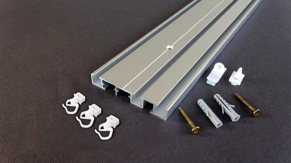 Alugard Modell 881 – flache zweiläufige Deckenschiene – Zubehör in Aluminium