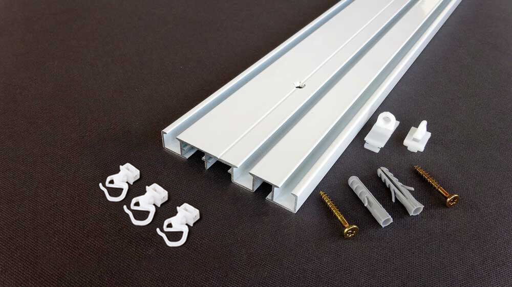 Alugard Modell 881 – flache zweiläufige Deckenschiene – Zubehör in Weiß